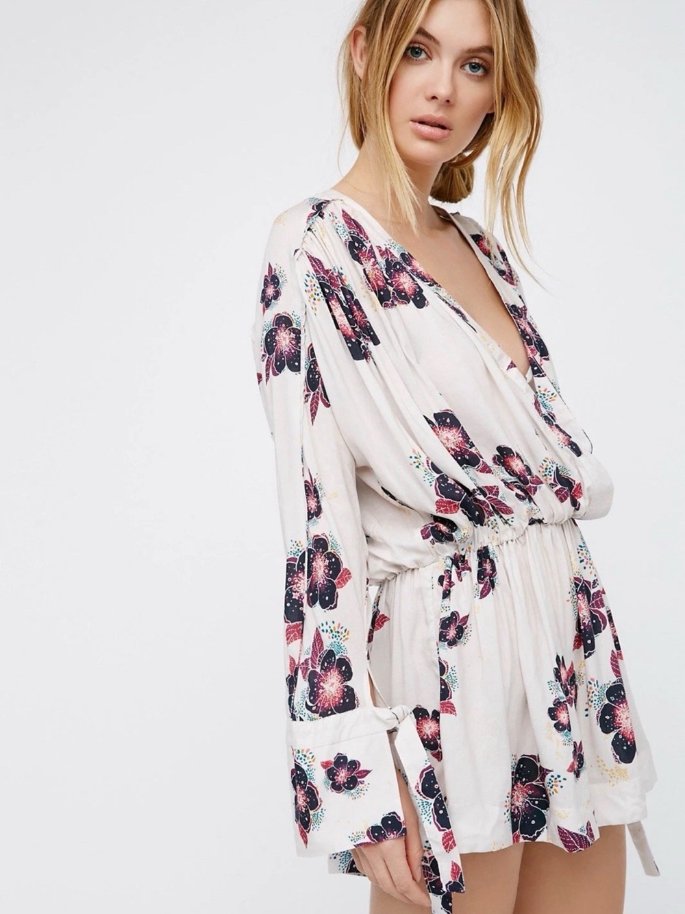 Free People Tuscan Dreams Printed Tunic Floral Boho Size Large